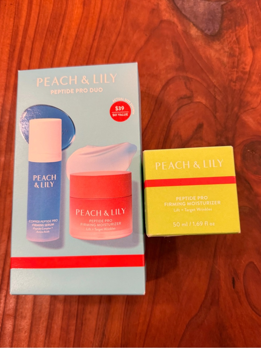 Peach & Lily Peptide Pro Duo and Firming moisturizer